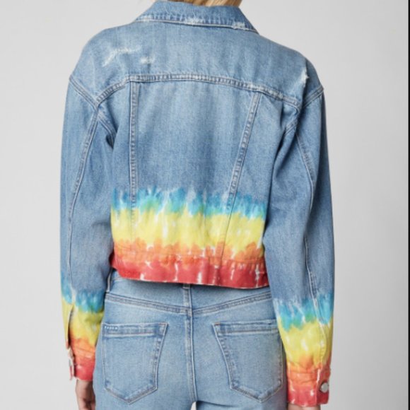 Blank NYC Blow the Bag Rainbow Denim Jacket XS/S - Picture 2 of 9